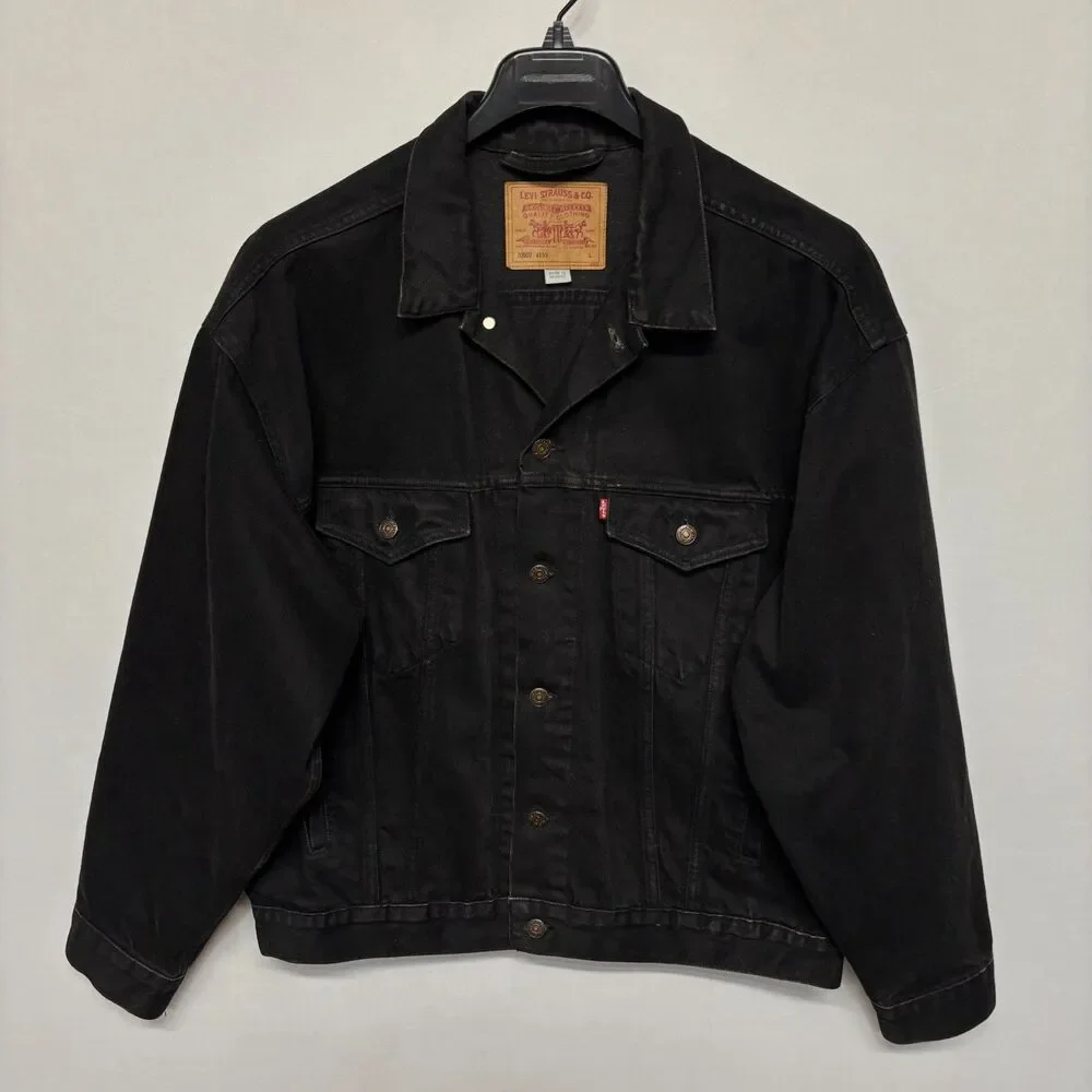 Vintage Levi's 70507 4159 Men Black Denim Trucker Jean Jacket Size Large C130 20